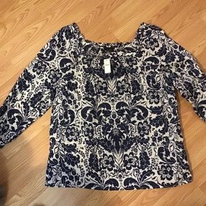 Talbots Opulent Floral Square Neck Top NWT L
